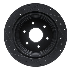 Nissan Titan Brake Rotor (1) - Rear Right - R1 Concepts - Drilled & Slotted - Black - `17-`24